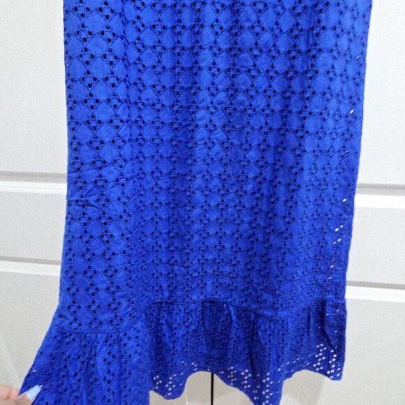 🆕️ Hyacinth House - XXS Tuckernuck Eyelet Midi Tryall Dress In Royal Blue - Picture 8 of 11